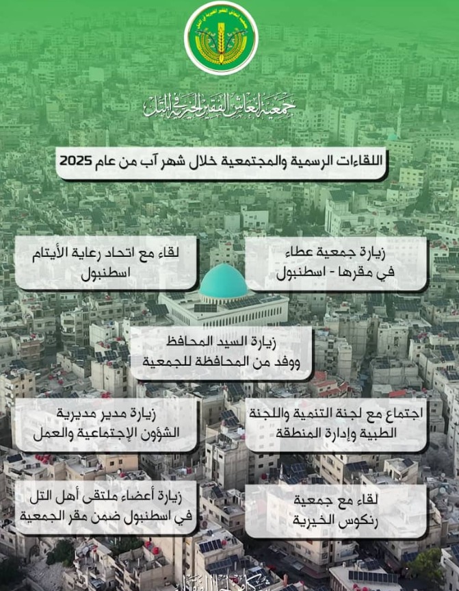 إنجازات جمعية إنعاش الفقير – للشهر 8 -  آب 2025